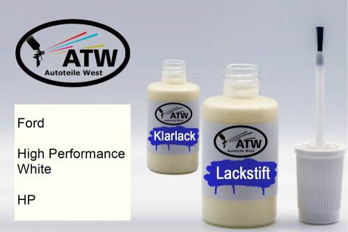 Ford, High Performance White, HP: 20ml Lackstift + 20ml Klarlack - Set, von ATW Autoteile West.